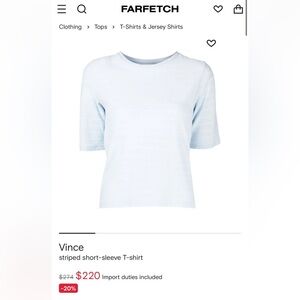 Vince striped short sleeve crewneck tee light blue size: small